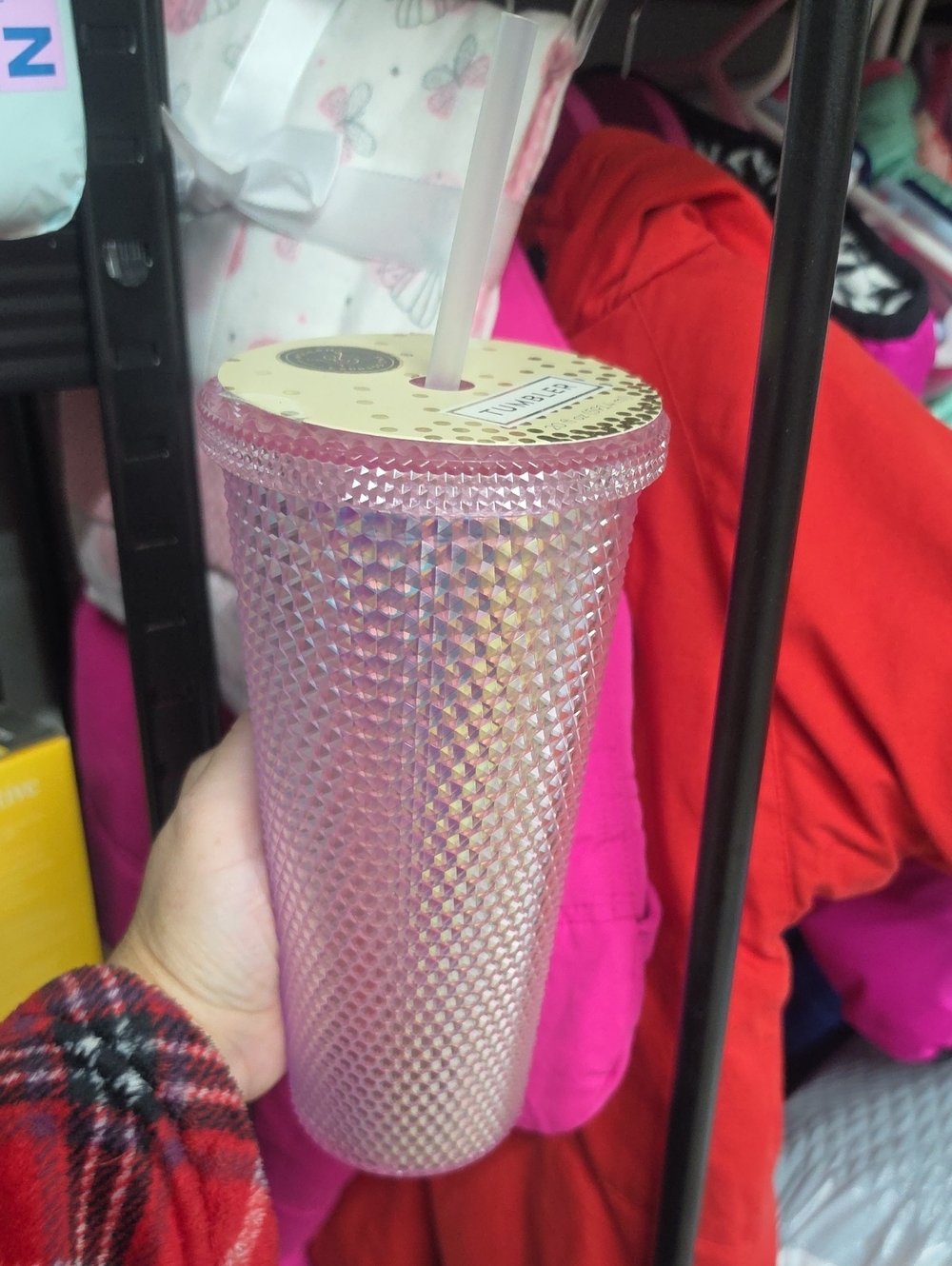 Pink Studded Reusable Tumbler with Straw - Unbranded